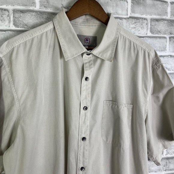 The Territory Ahead Neutral Off-White Button Up Camp Shirt Mens XL FLAWED STAINS - Picture 1 of 8